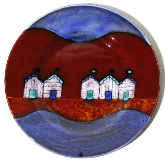 8.5in Display Plate - Studio Poole Red Beach Huts design