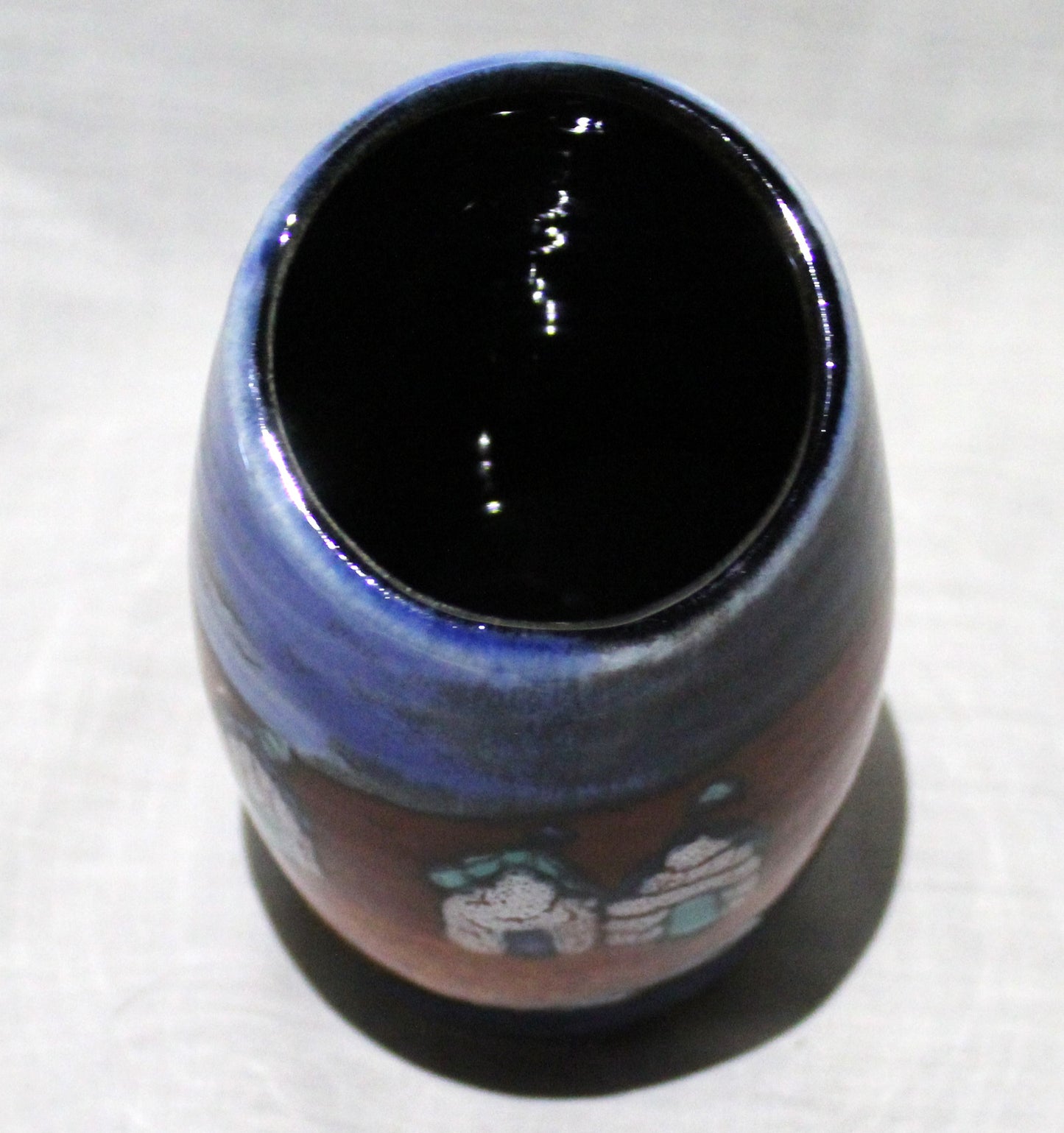 Hand-thrown, Mini asymmetrical Vase - Red beach Huts design