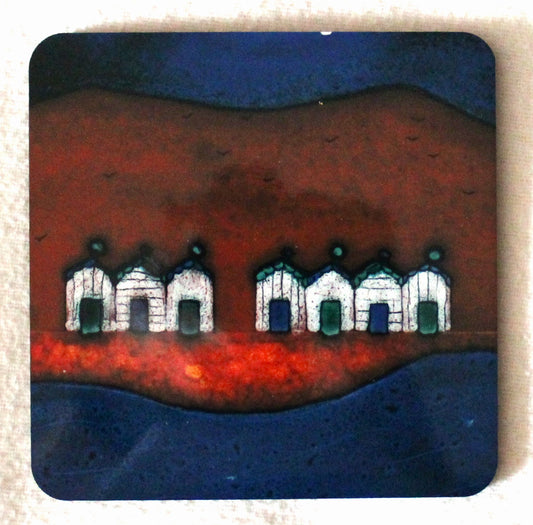Wooden Coaster - Studio Poole Red Beach Huts design