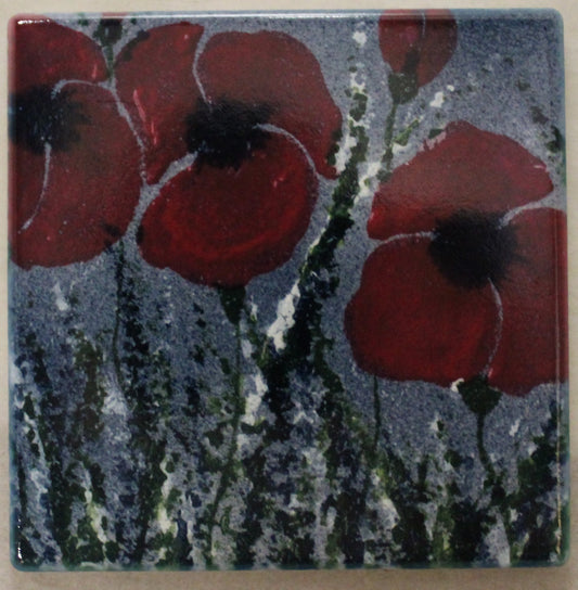 Sublimation Ceramic Coaster - Cork backed (square) - Remembrance Poppy design