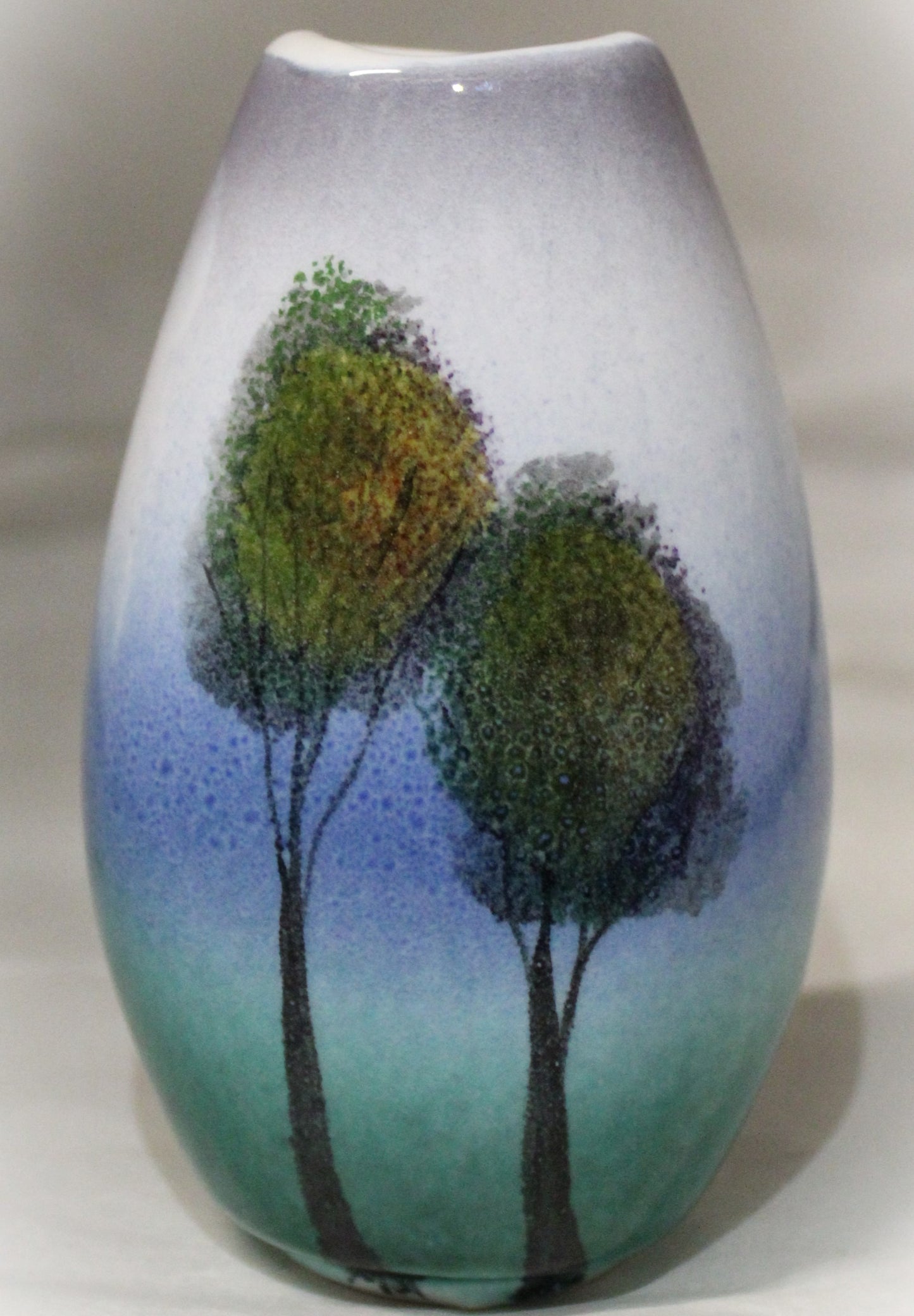Hand-thrown, Mini Manhattan Vase - Trees in the Mist design