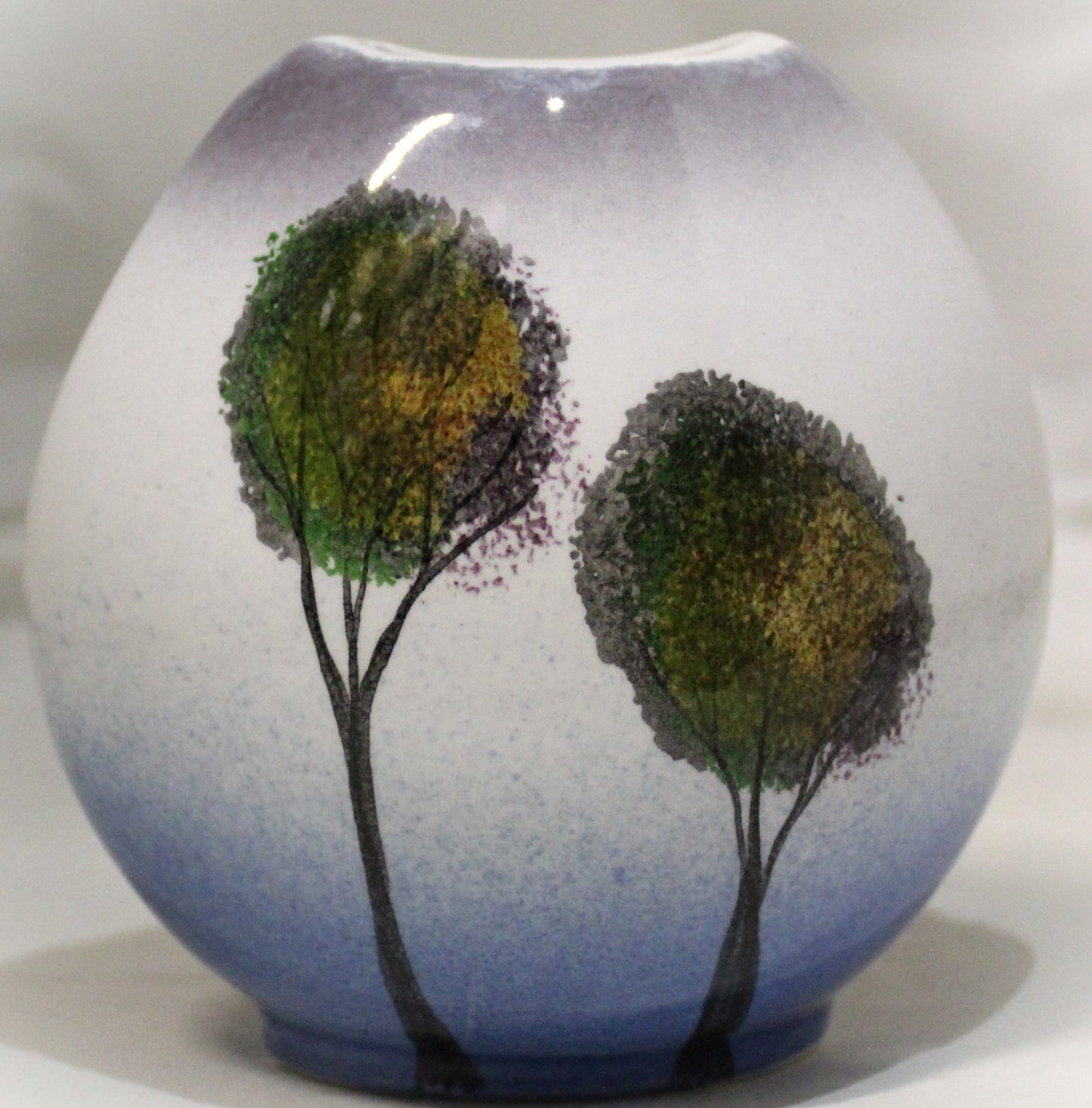 Hand-thrown, Mini Purse Vase - Trees in the Mist design