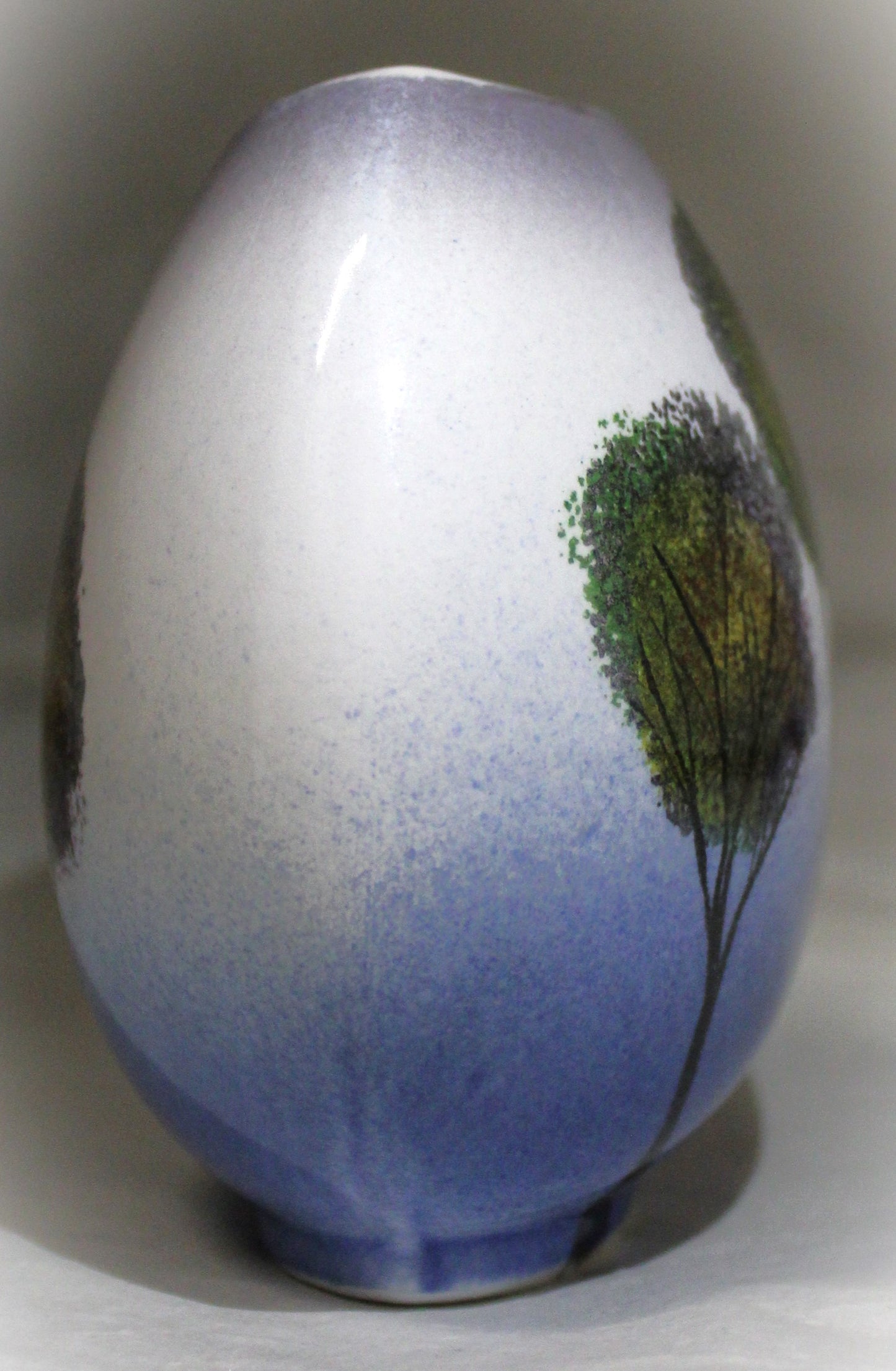 Hand-thrown, Mini Purse Vase - Trees in the Mist design