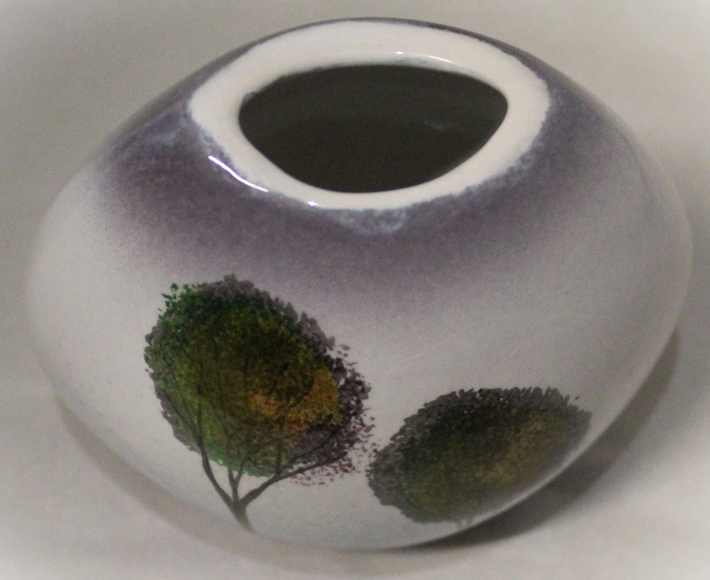 Hand-thrown, Mini Purse Vase - Trees in the Mist design