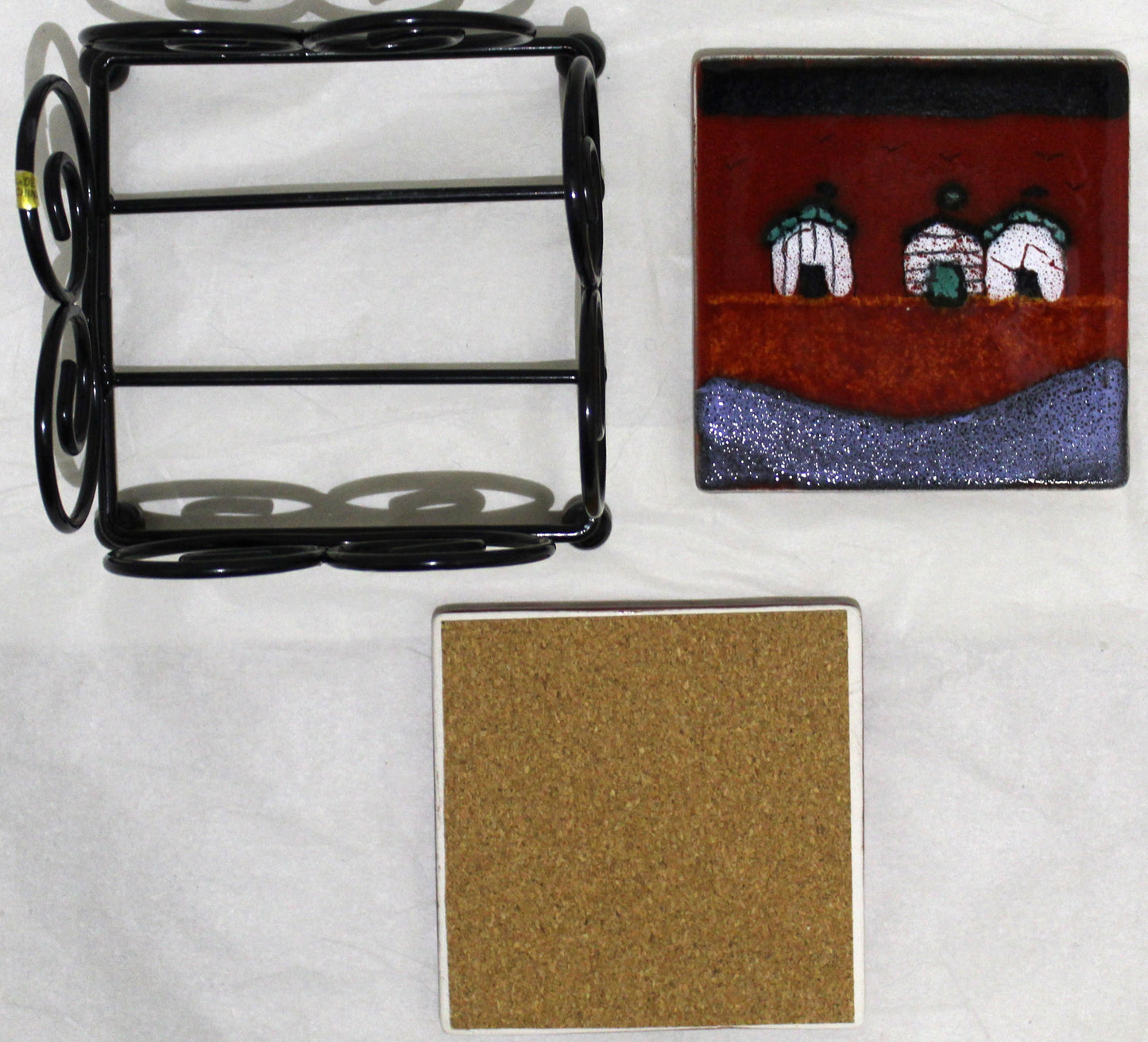 Coasters - Set of 4 - Red Beach Huts design