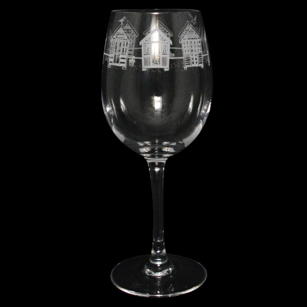 Beach Huts S38 Wine Glass