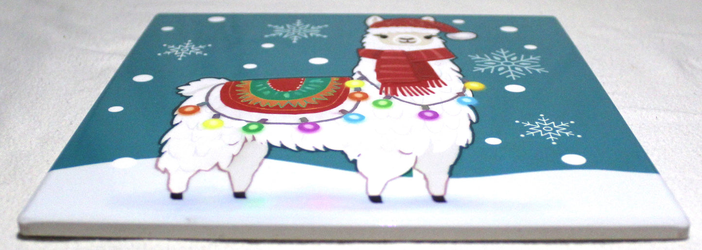 Ceramic Trivet - Christmas Llama