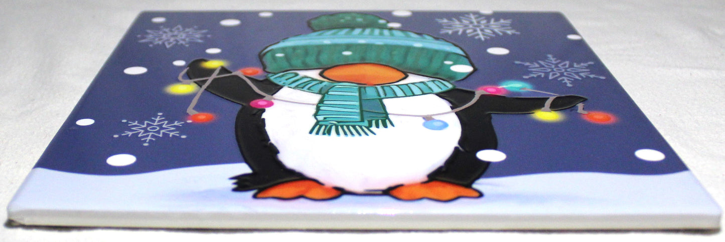 Ceramic Trivet - Christmas Penguin