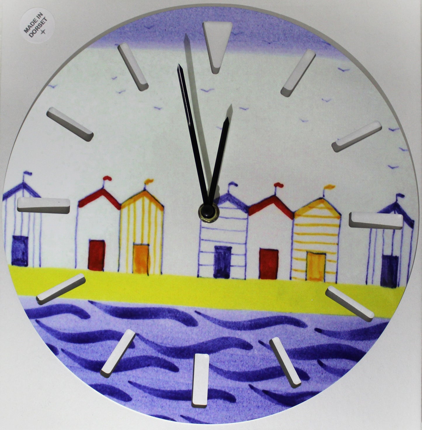 Large Sublimation Clock - Beach Huts design