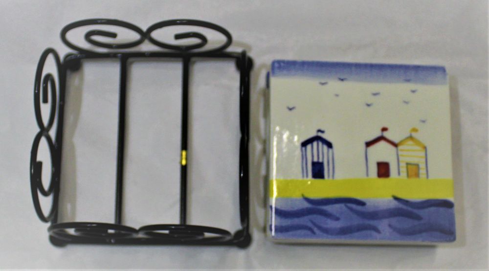 Coasters - Set of 4 - Beach Huts design