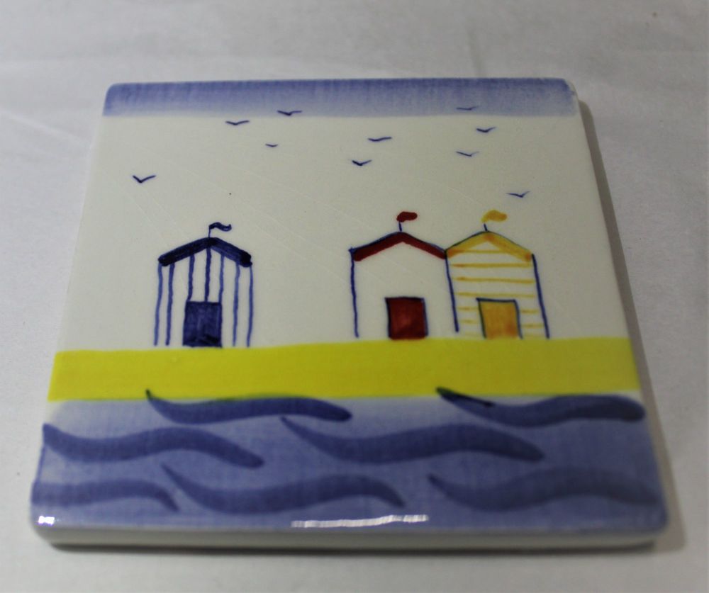Coasters - Set of 4 - Beach Huts design