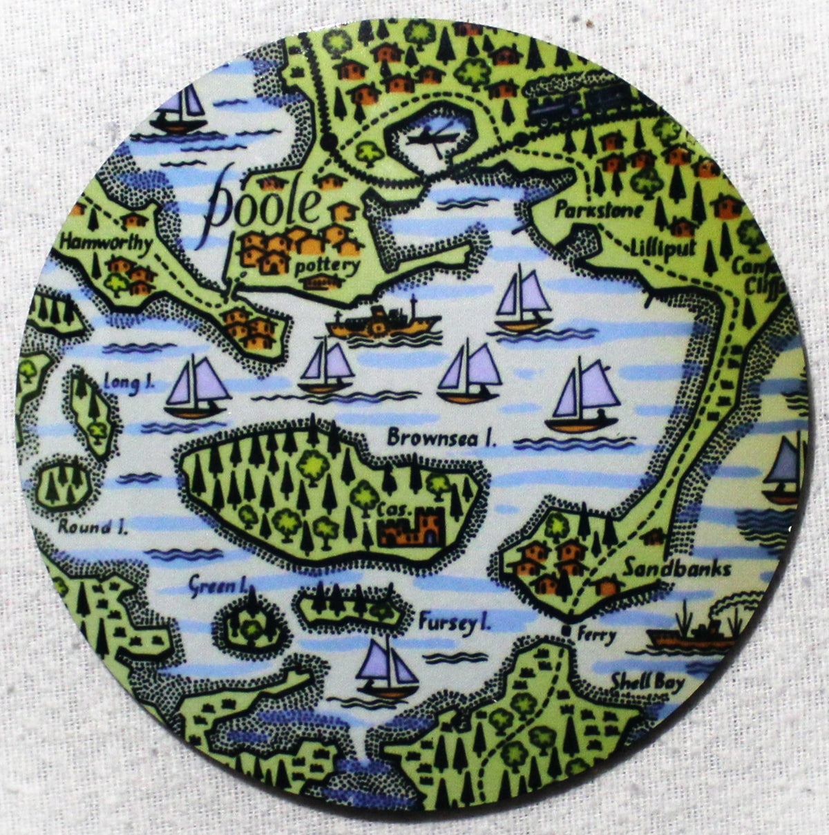 Brownsea Island Map - Round Sublimation Coaster