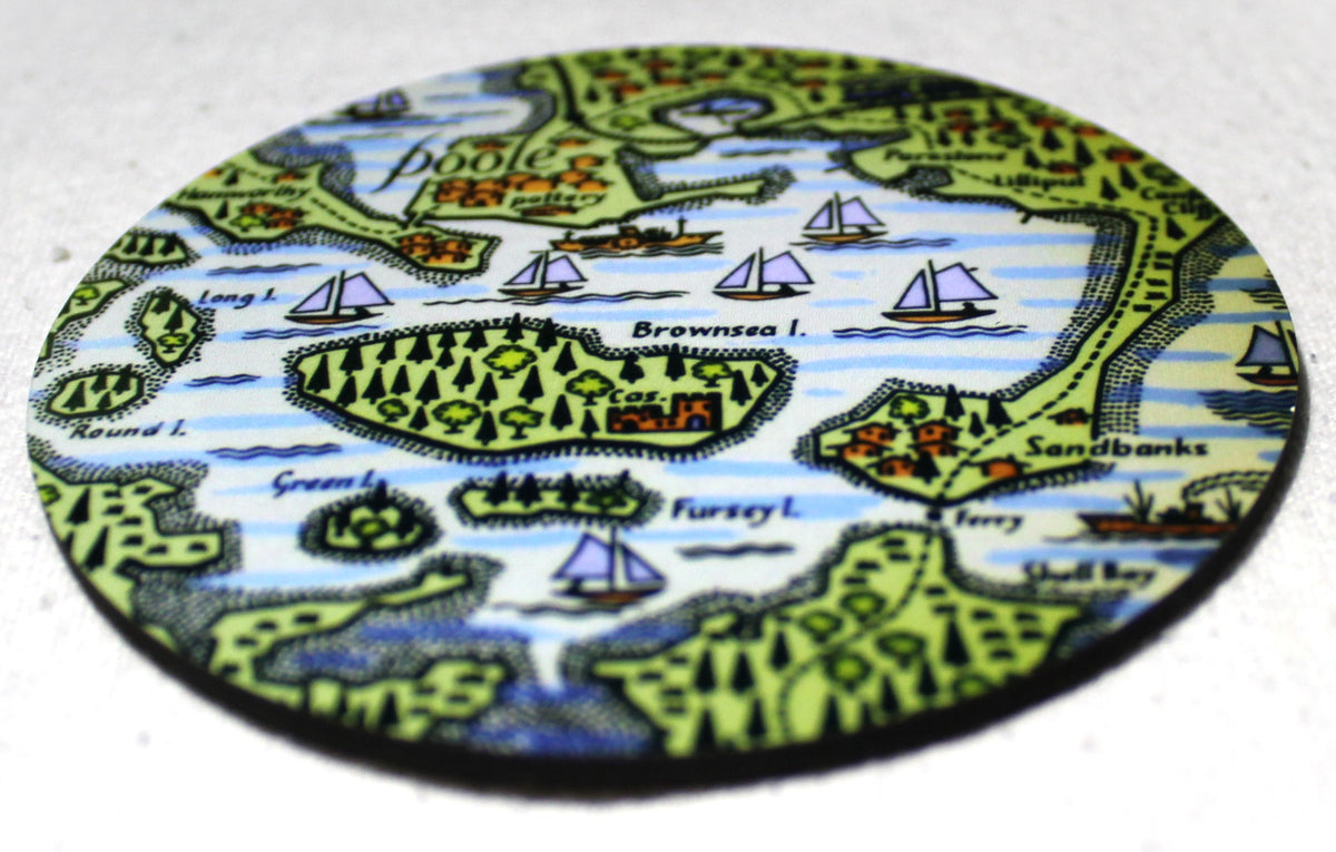 Brownsea Island Map - Round Sublimation Coaster