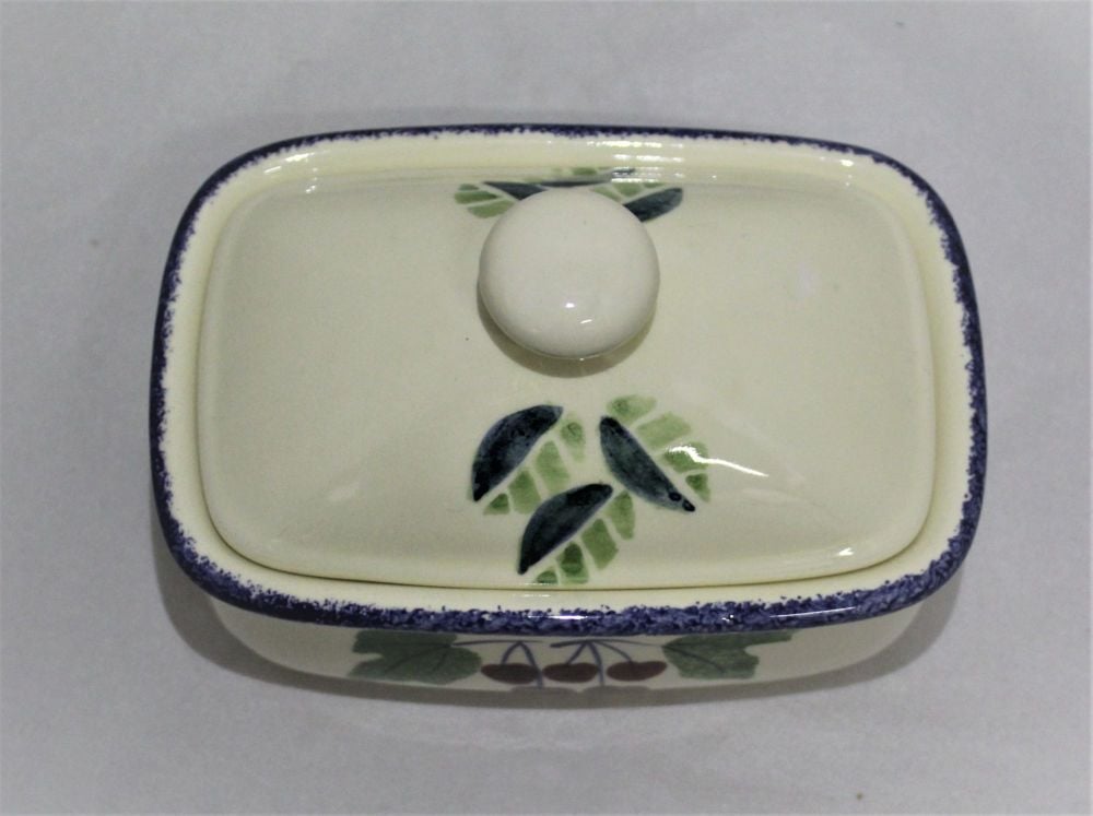 Butter Dish - Studio Poole Dorset Fruits design - Cherries