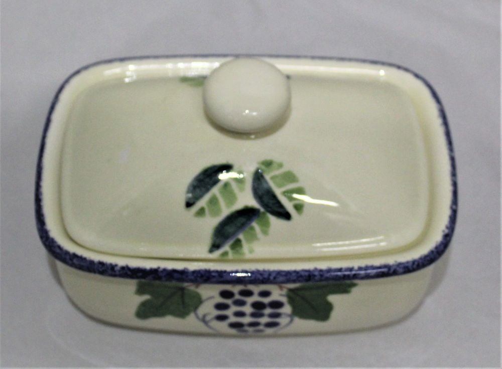 Butter Dish - Studio Poole Dorset Fruits design - Grapes