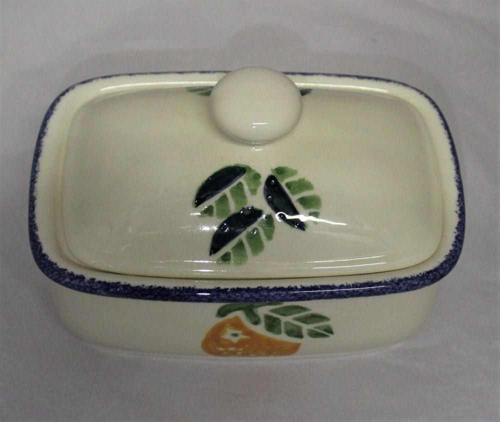 Butter Dish - Studio Poole Dorset Fruits design - Oranges