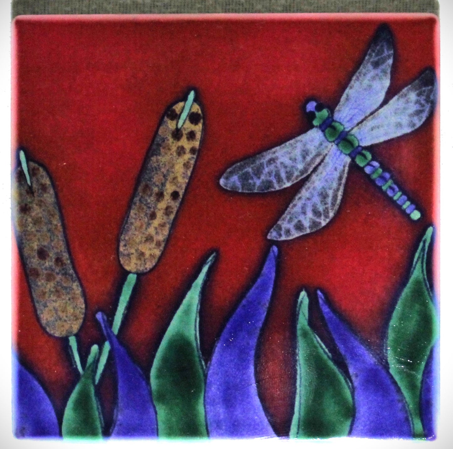 Sublimation Ceramic Coaster - Cork backed (square) - Studio Poole Dragonfly design
