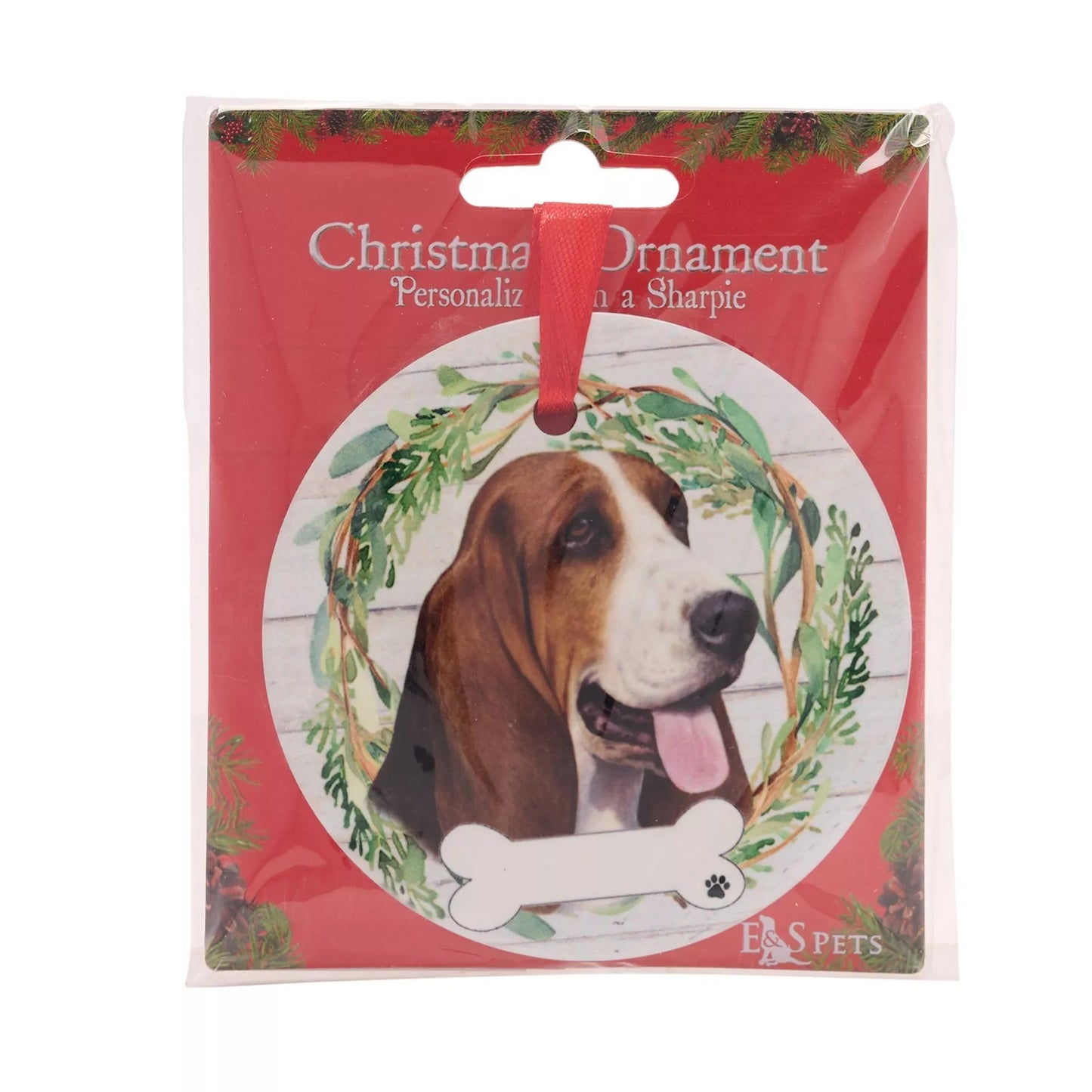 E&S Pets Basset Hound Hanging Wreath Decoration