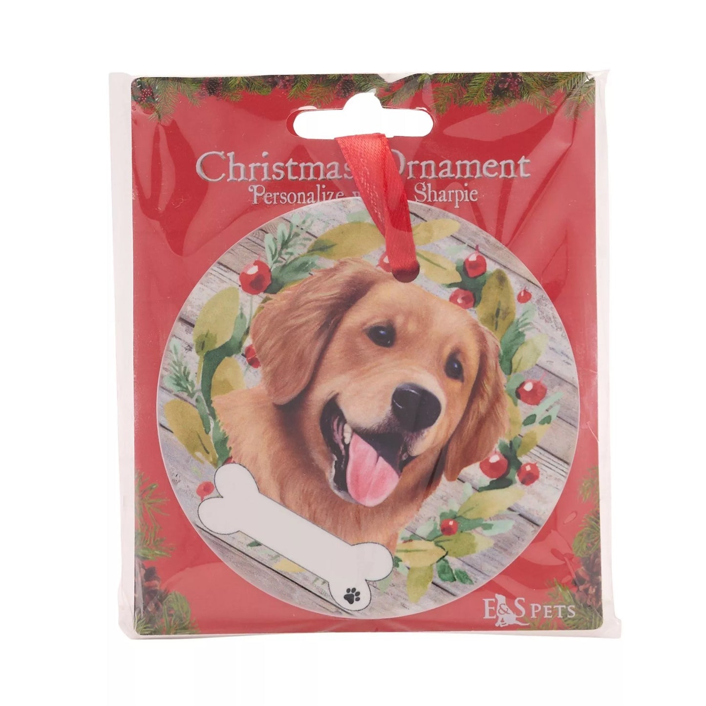 E&S Pets Golden Retriever Hanging Wreath Decoration