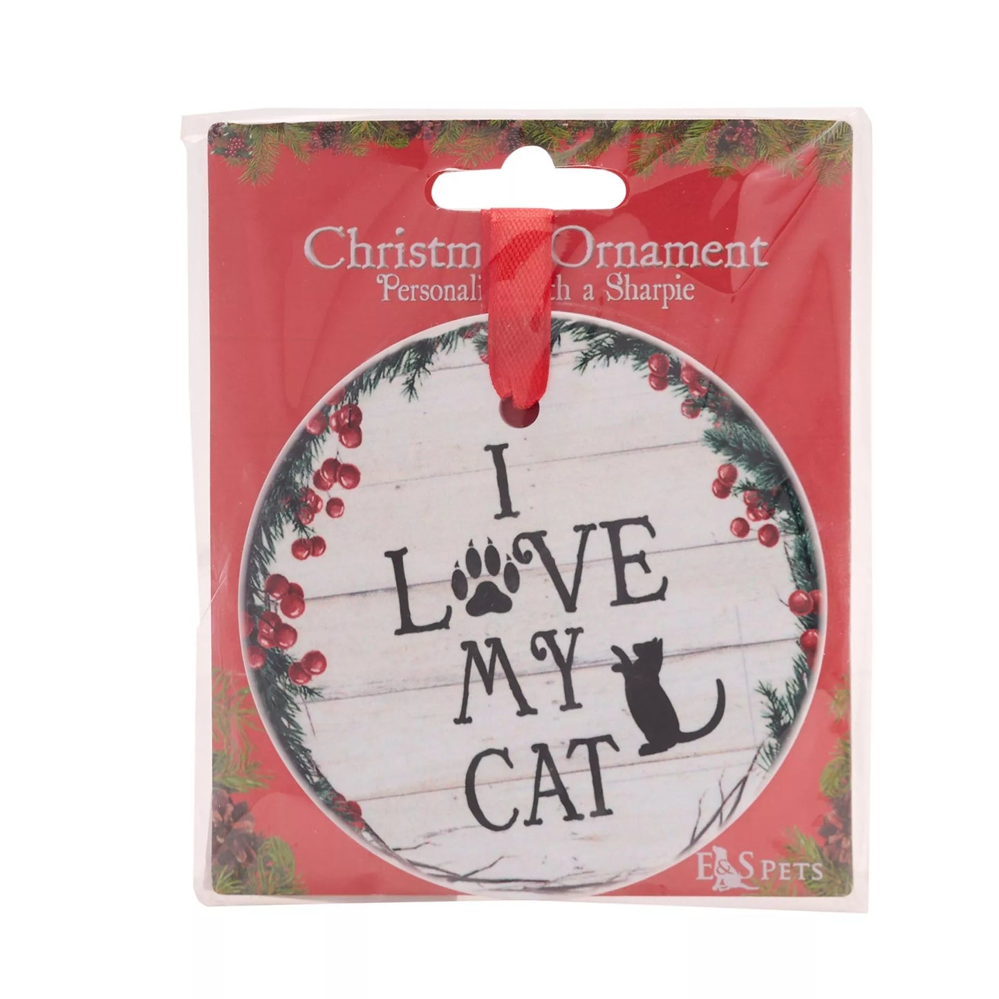E&S Pets "I Love My Cat" Hanging Wreath Decoration