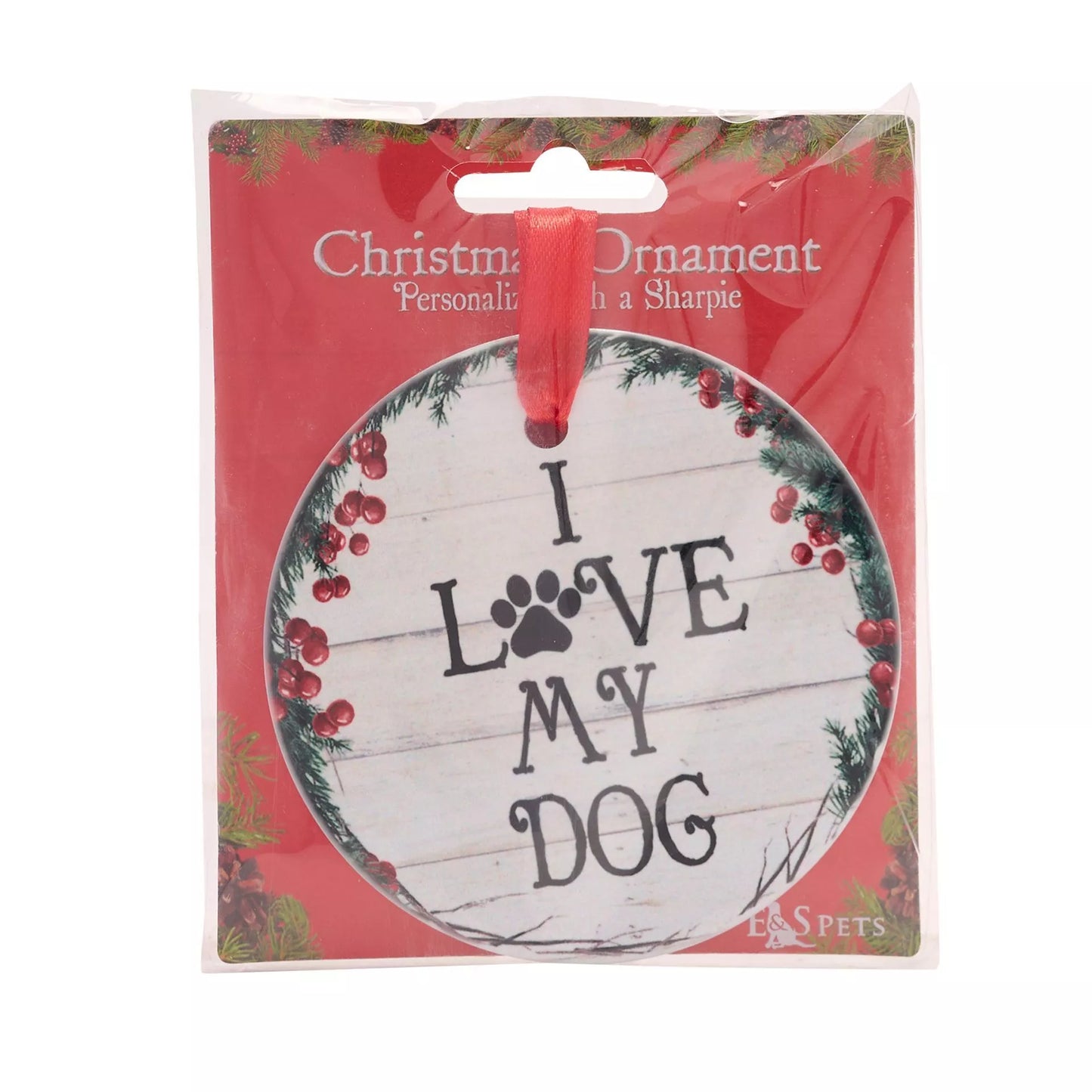 E&S Pets "I Love My Dog" Hanging Wreath Decoration