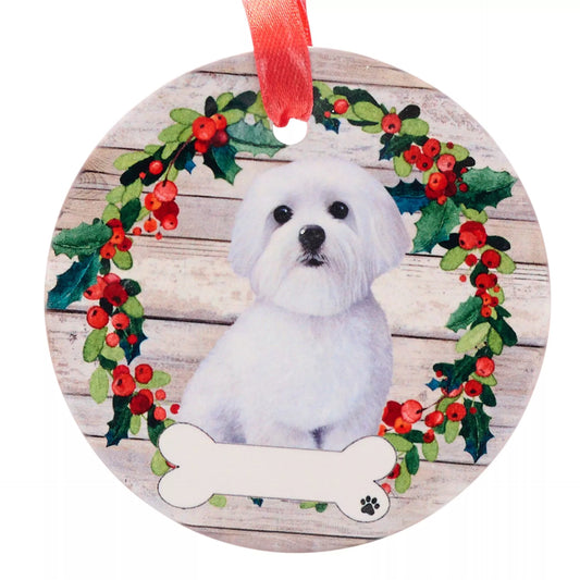 E&S Pets Maltese Hanging Wreath Decoration