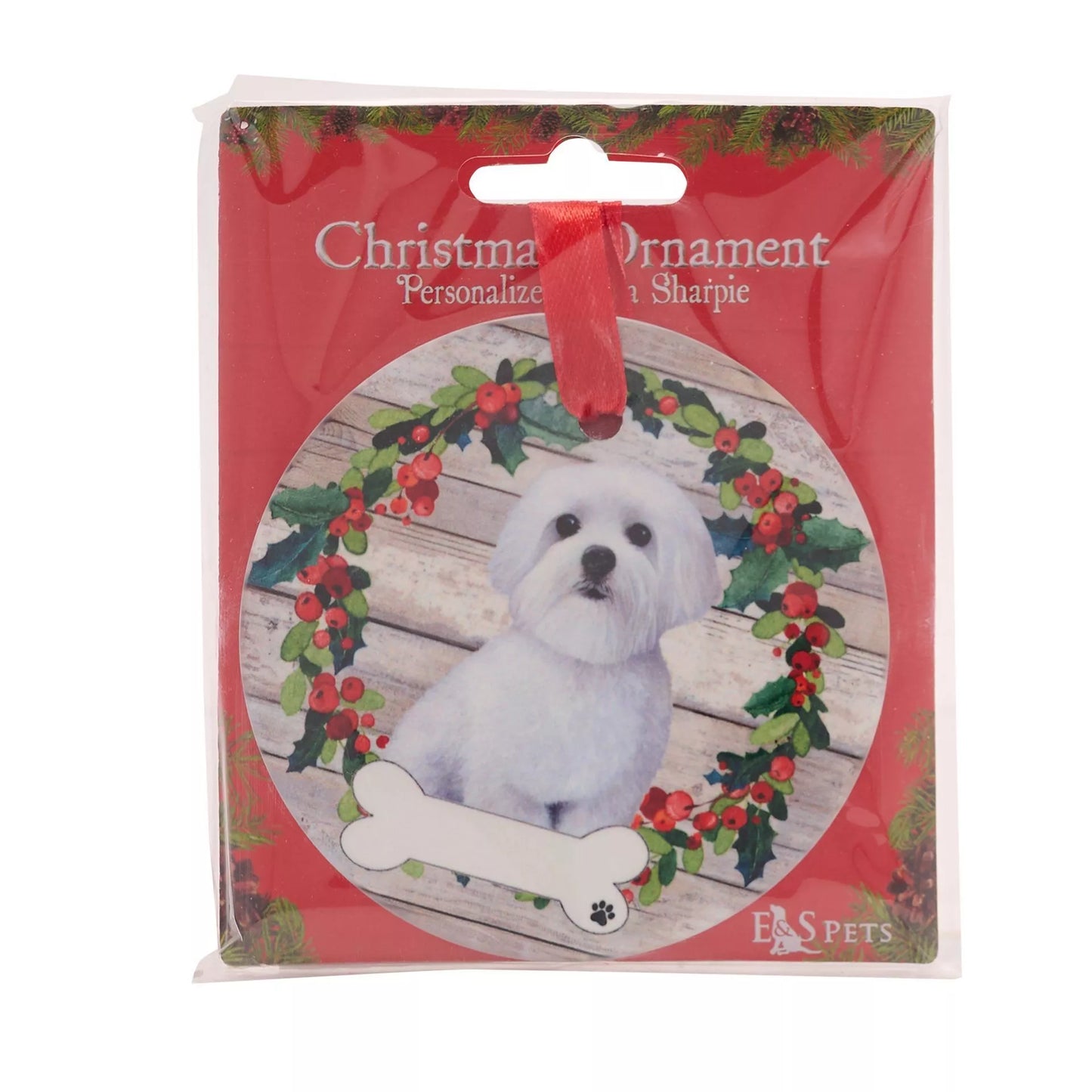 E&S Pets Maltese Hanging Wreath Decoration