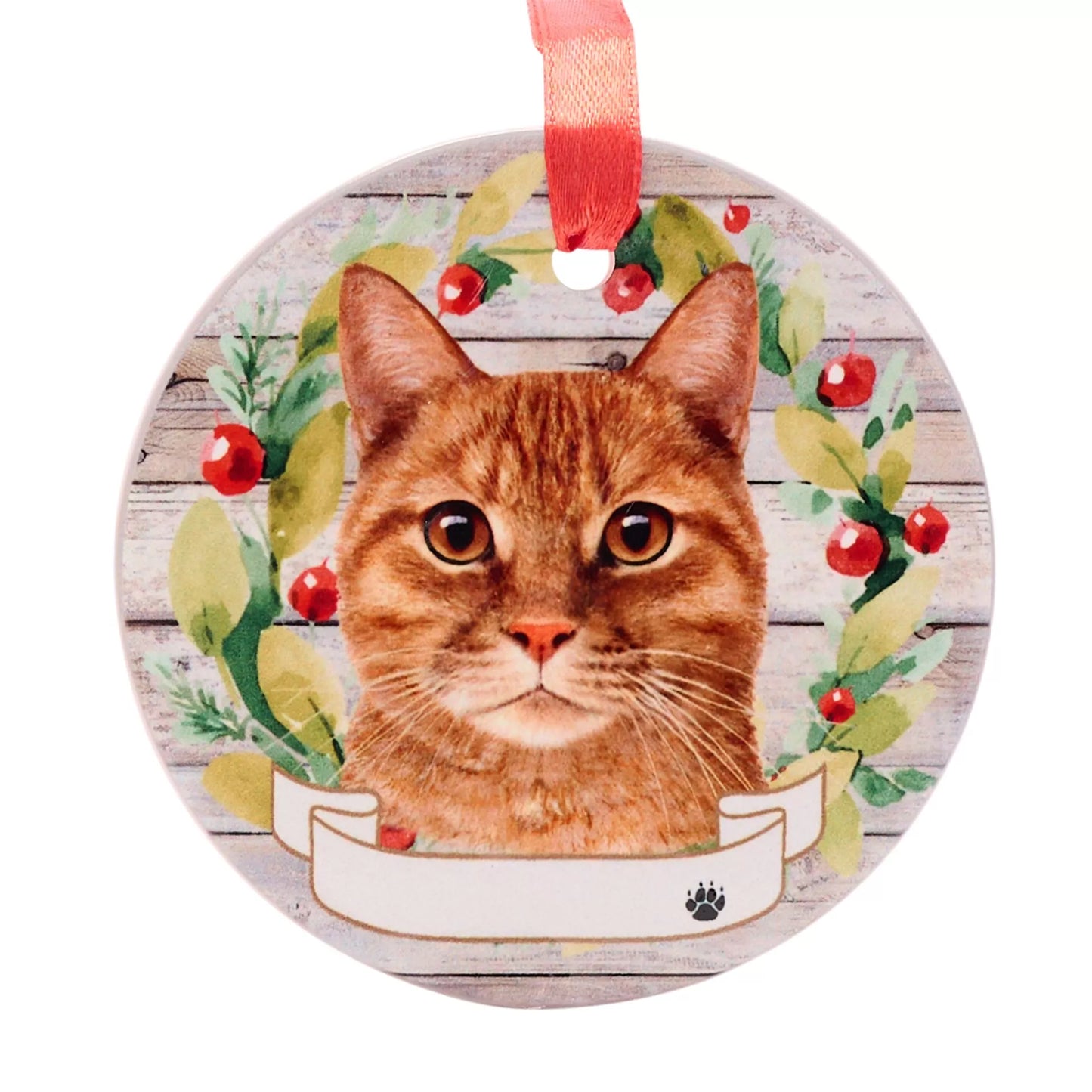 E&S Pets Orange Tabby Cat Hanging Wreath Decoration