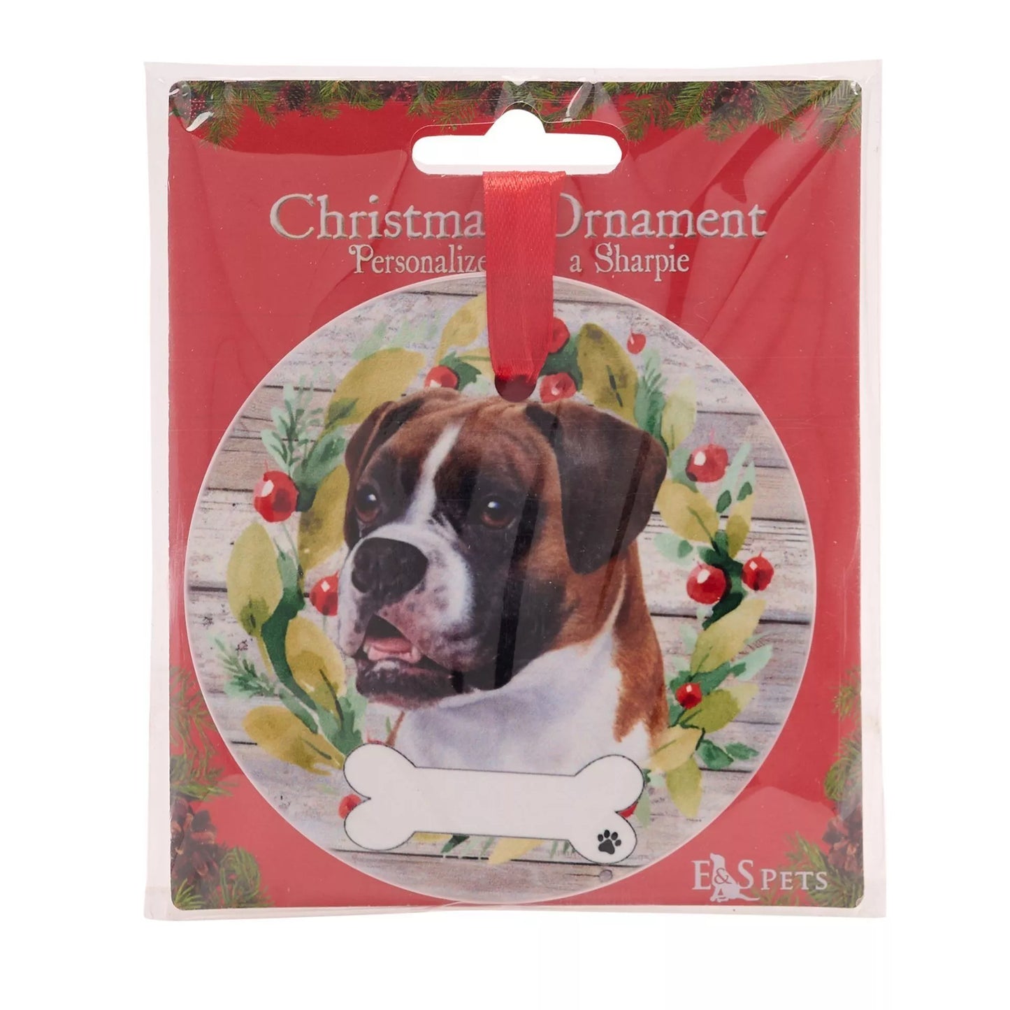 E&S Pets Boxer Hanging Wreath Decoration