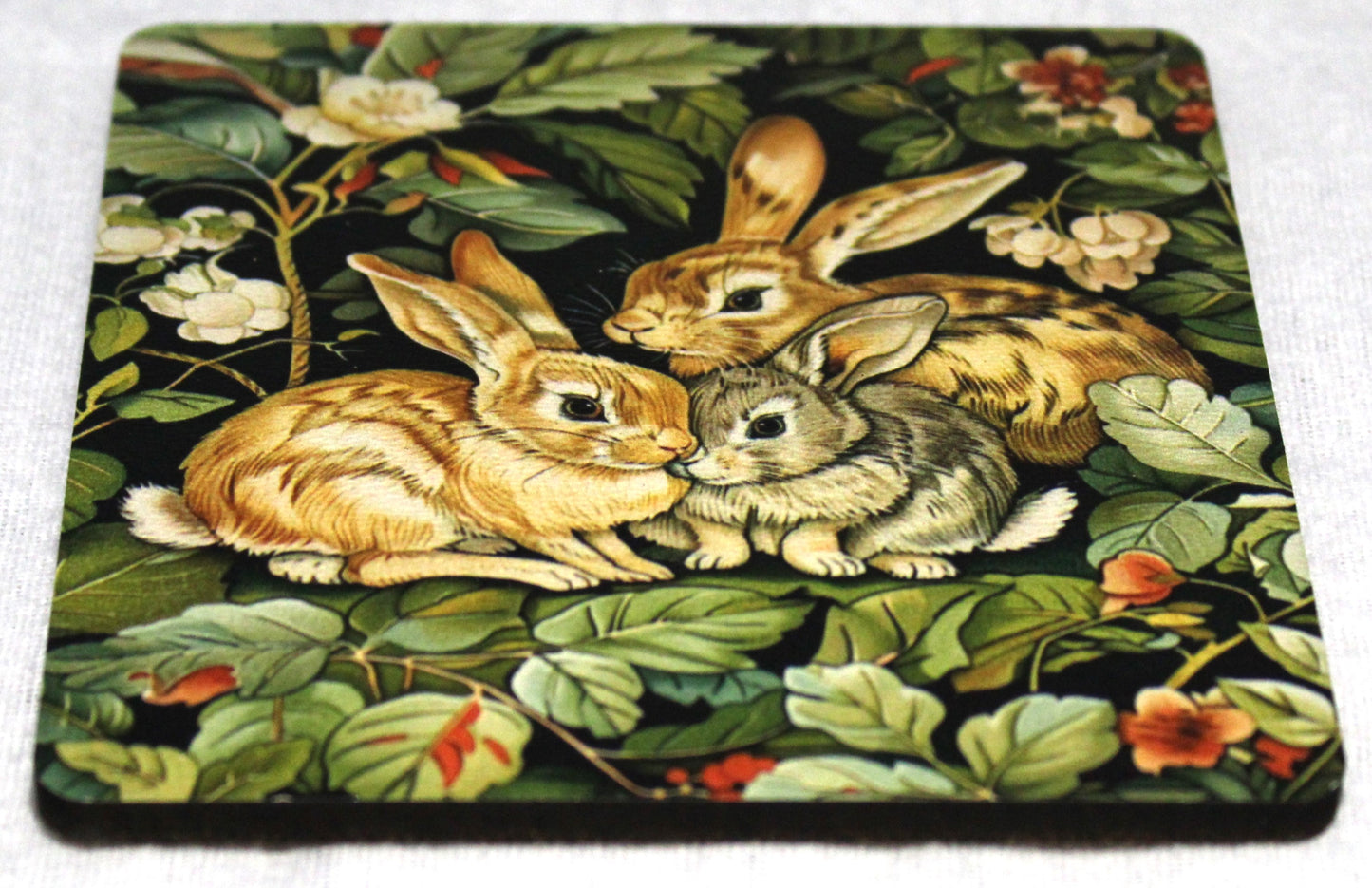 Doe and Kits Rabbits - MDF Coaster