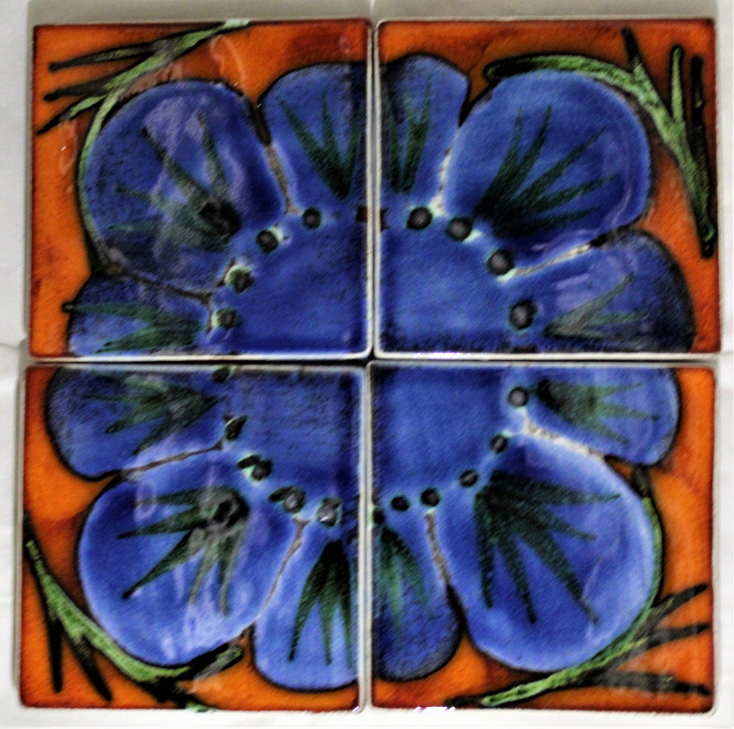 Coasters Cork Backed- Set of 4 - Studio Poole Himalayan Poppy Design