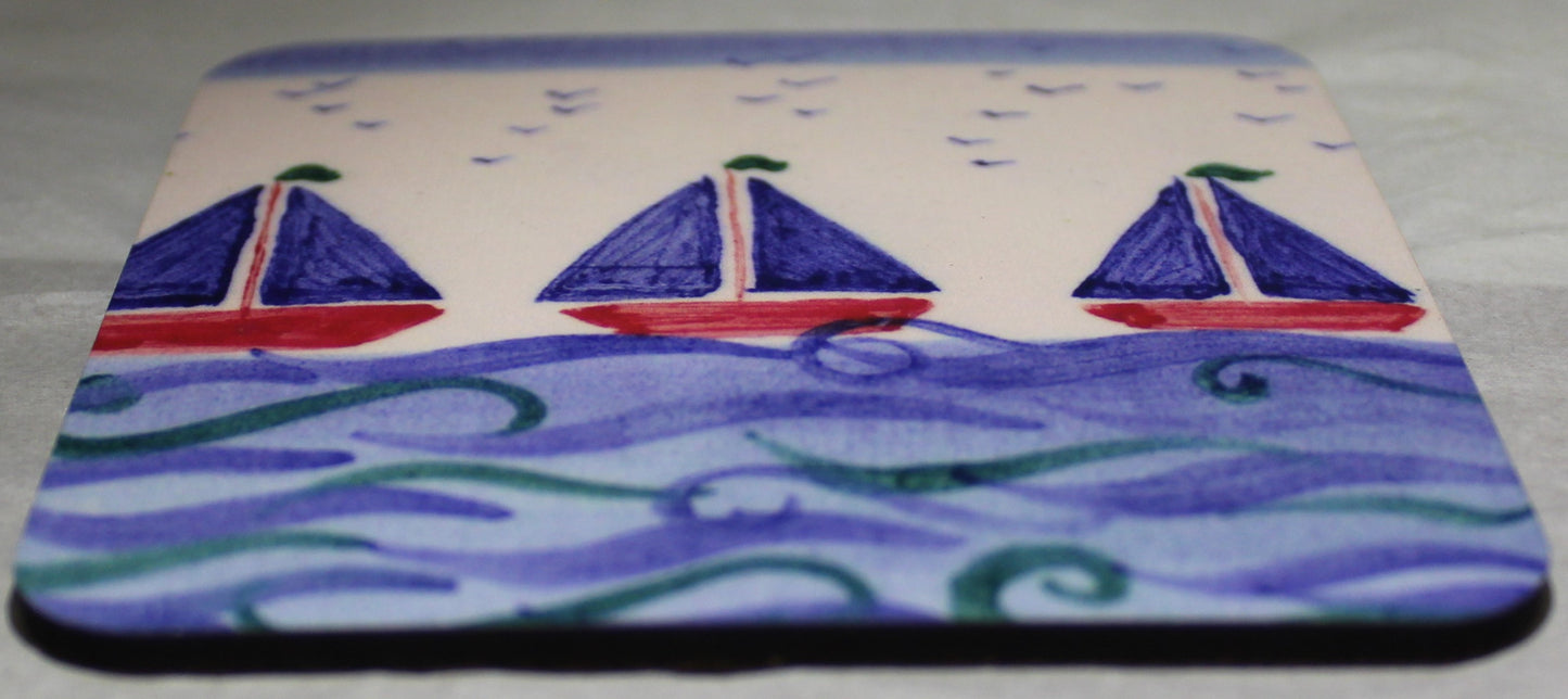 MDF Coaster - Studio Poole Lorna's Boats design