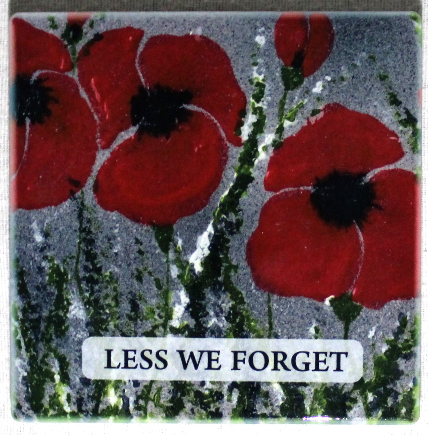 Sublimation Ceramic Coaster - Cork backed (square) - "Lest we Forget" Remembrance Poppy design (Copy)