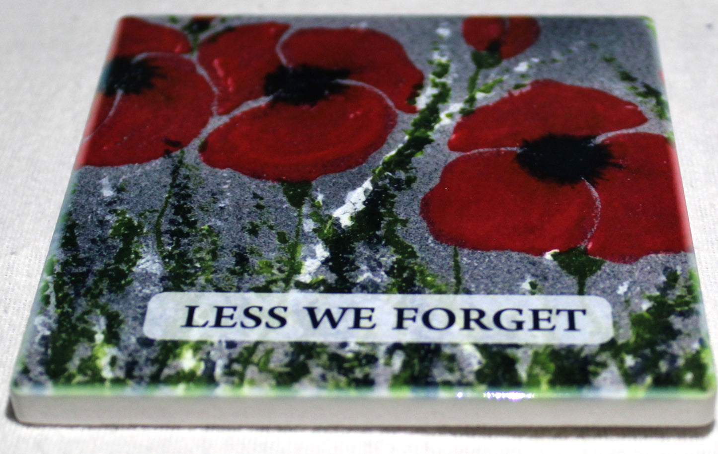 Sublimation Ceramic Coaster - Cork backed (square) - "Lest we Forget" Remembrance Poppy design (Copy)