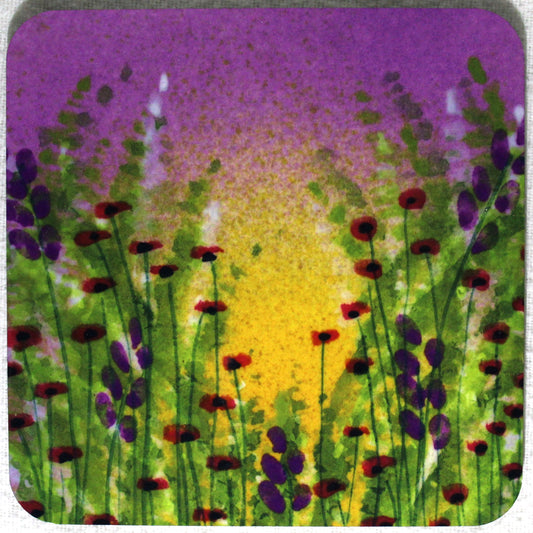 MDF Coaster - Studio Poole Meadow Field Lilac design