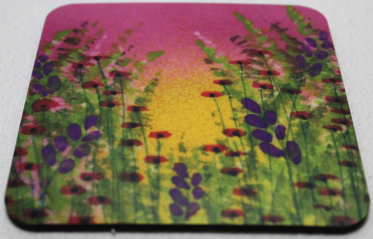 MDF Coaster - Studio Poole Meadow Field Pink design