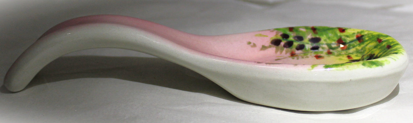 Small Spoon Rest - Studio Poole Meadow Field design Pink