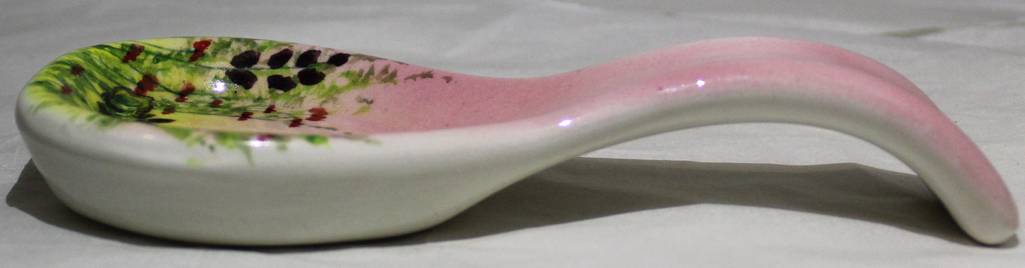 Small Spoon Rest - Studio Poole Meadow Field design Pink