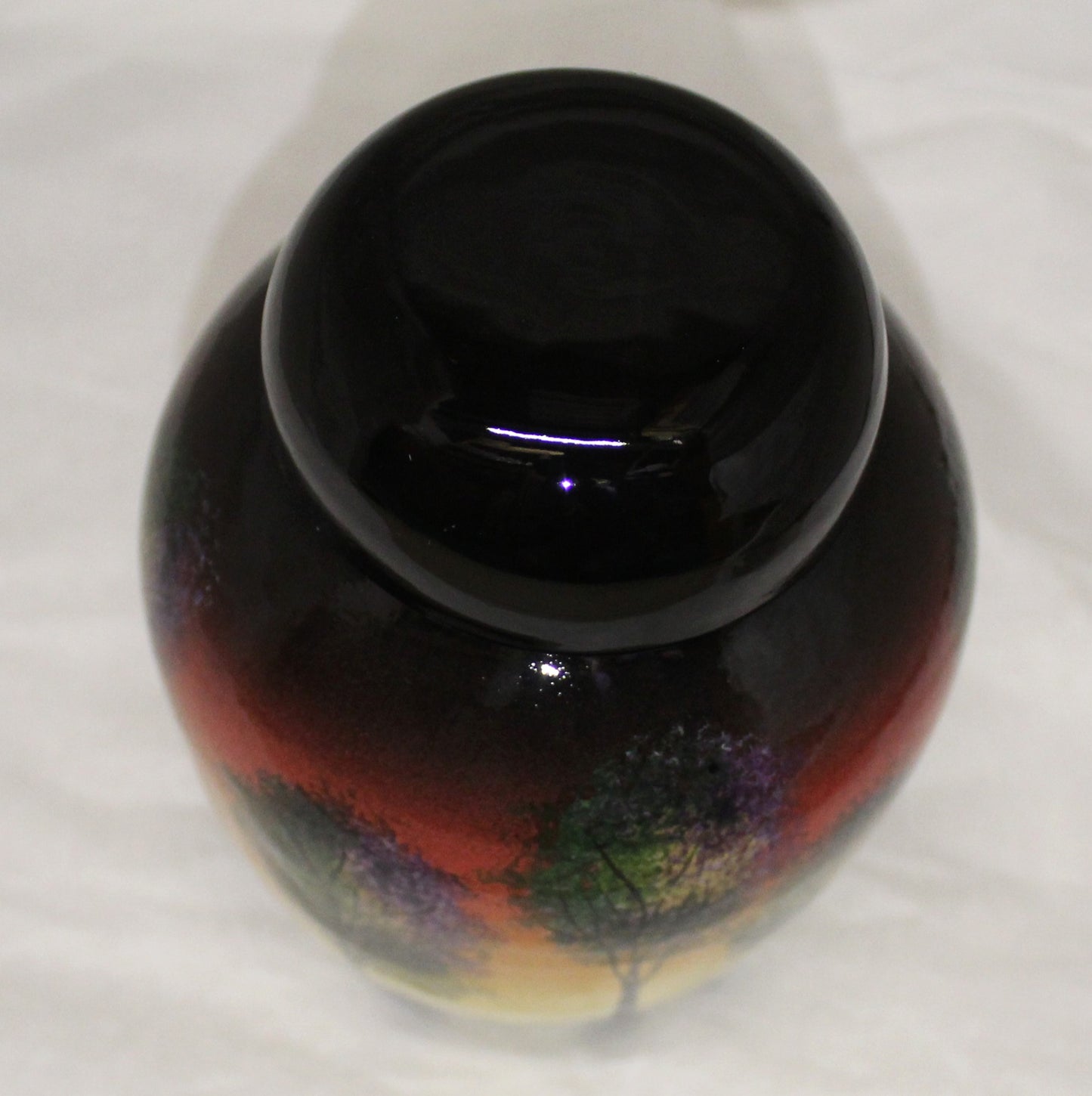 Hand-thrown, medium Ginger jar/Vase - Sunset Trees design