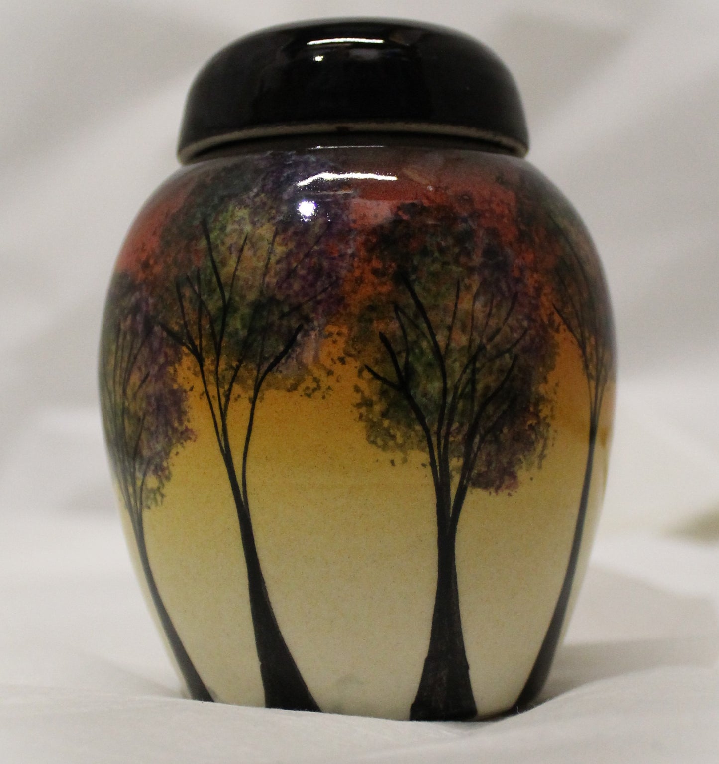 Hand-thrown Mini Ginger Jar - Studio Poole Sunset Trees design