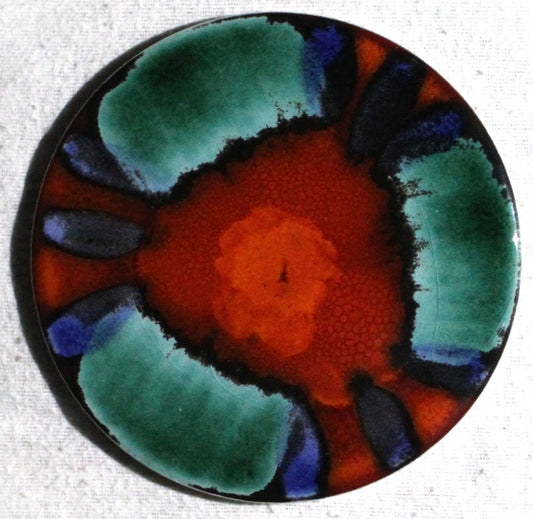 Studio Poole Volcano design - Large Ceramic Coaster - Cork Backed