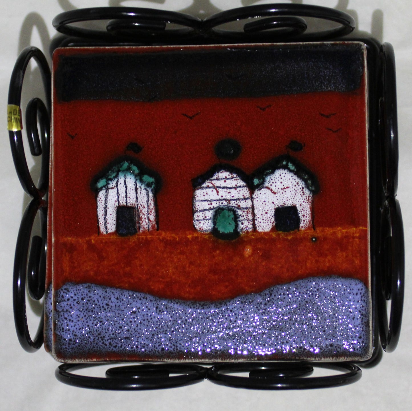Coasters - Set of 4 - Red Beach Huts design